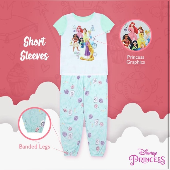 Disney Girls' Descendants,Frozen,Princess,MinnieMouse 3Piece Loose-fitPajamasSet - Picture 3 of 4